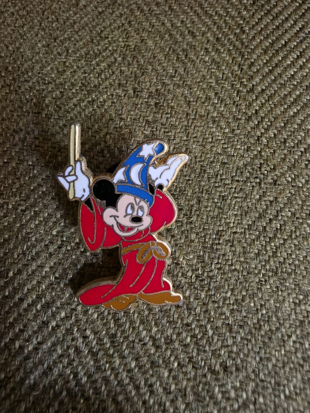 Disney Trading Pin, Mickey Mouse Sorcerer Enamel Pin - Red, Blue & Gold